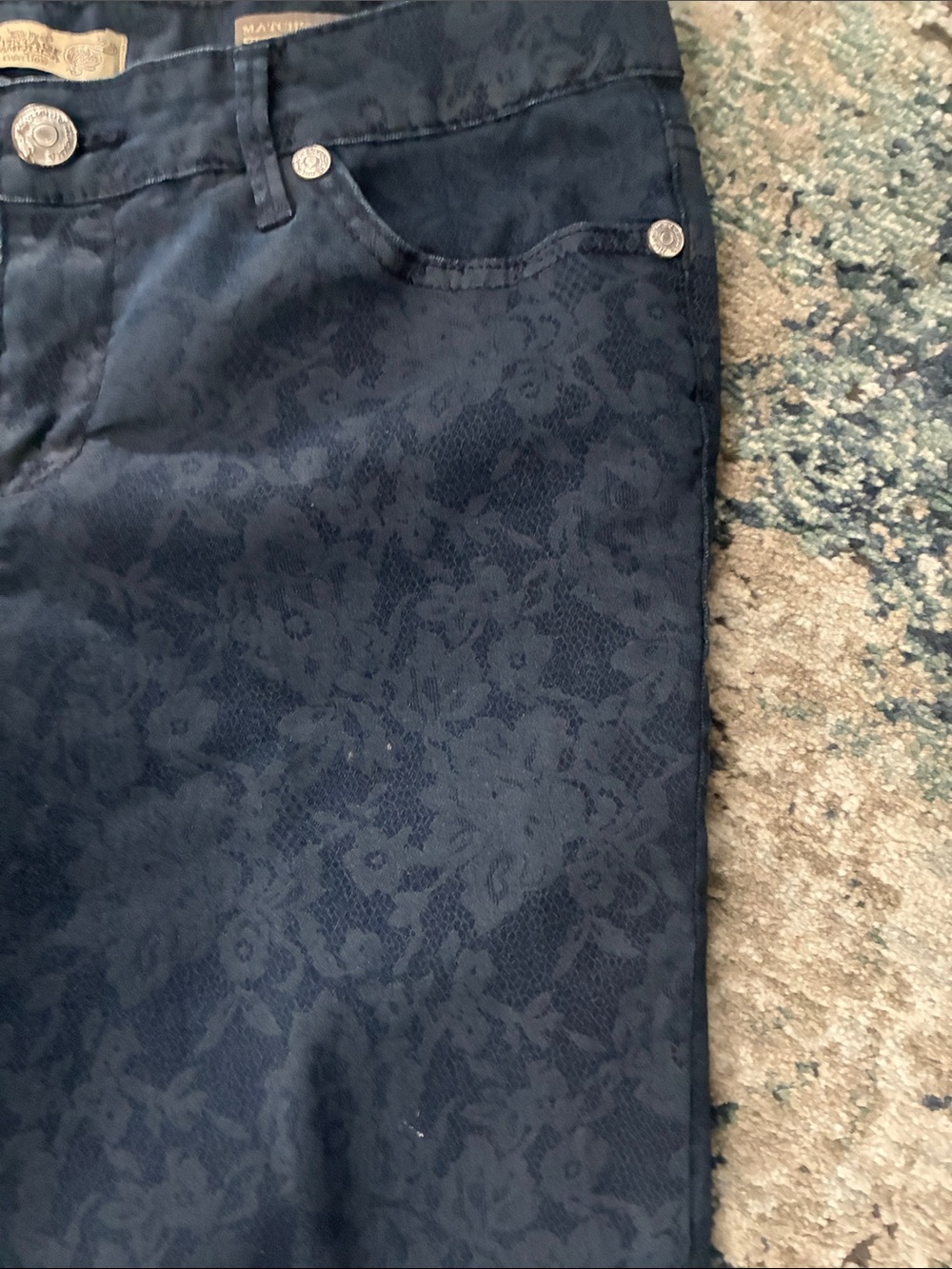 Women’s Paisley-Texture Jeans - Blue and Black - Picture 3 of 4